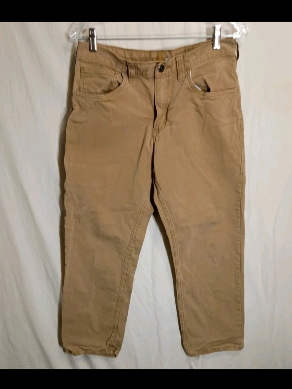 Carhartt Mens Relaxed Fit Rugged Flex Brown Khaki Work Pants Size 32 X 28